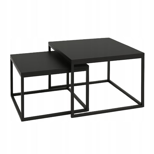 Designerskie Stoliki Kawowe 2w1 CUBE Czarny Mat Loft Minimalizm 2szt