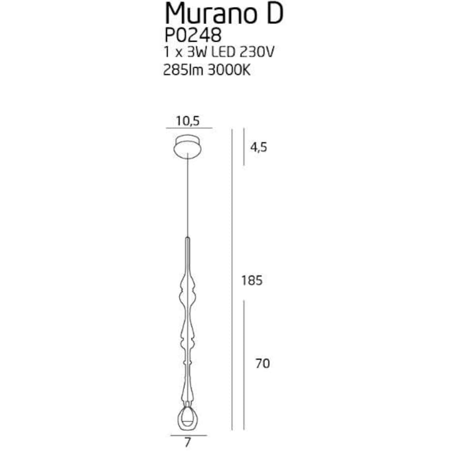 LAMPA wisząca MURANO D P0248 Maxlight szklana OPRAWA sopel LED 3W 3000K zwis sopel