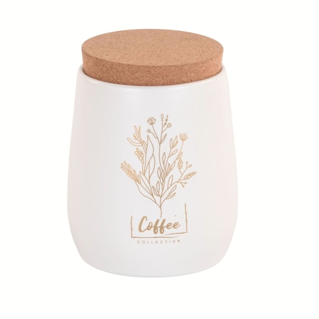 Pojemnik metalowy biały z korkową pokrywką 750 ml COFFEE