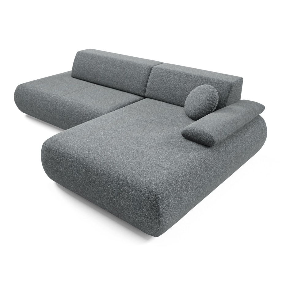 Narożnik rozkładany PENTI z pojemnikiem na pościel, prawy, ciemno-szary