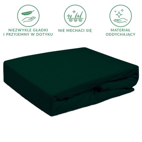 Prześcieradło frotte z gumką 90x200 kolor zieleń butelkowa