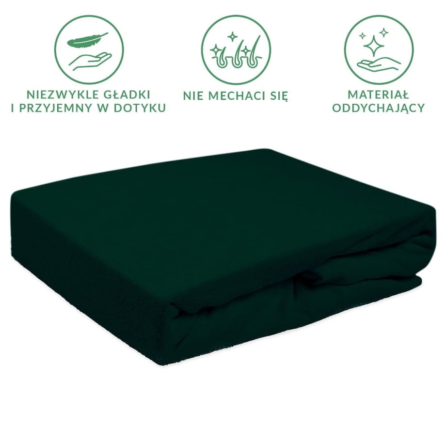 Prześcieradło frotte z gumką 90x200 kolor zieleń butelkowa