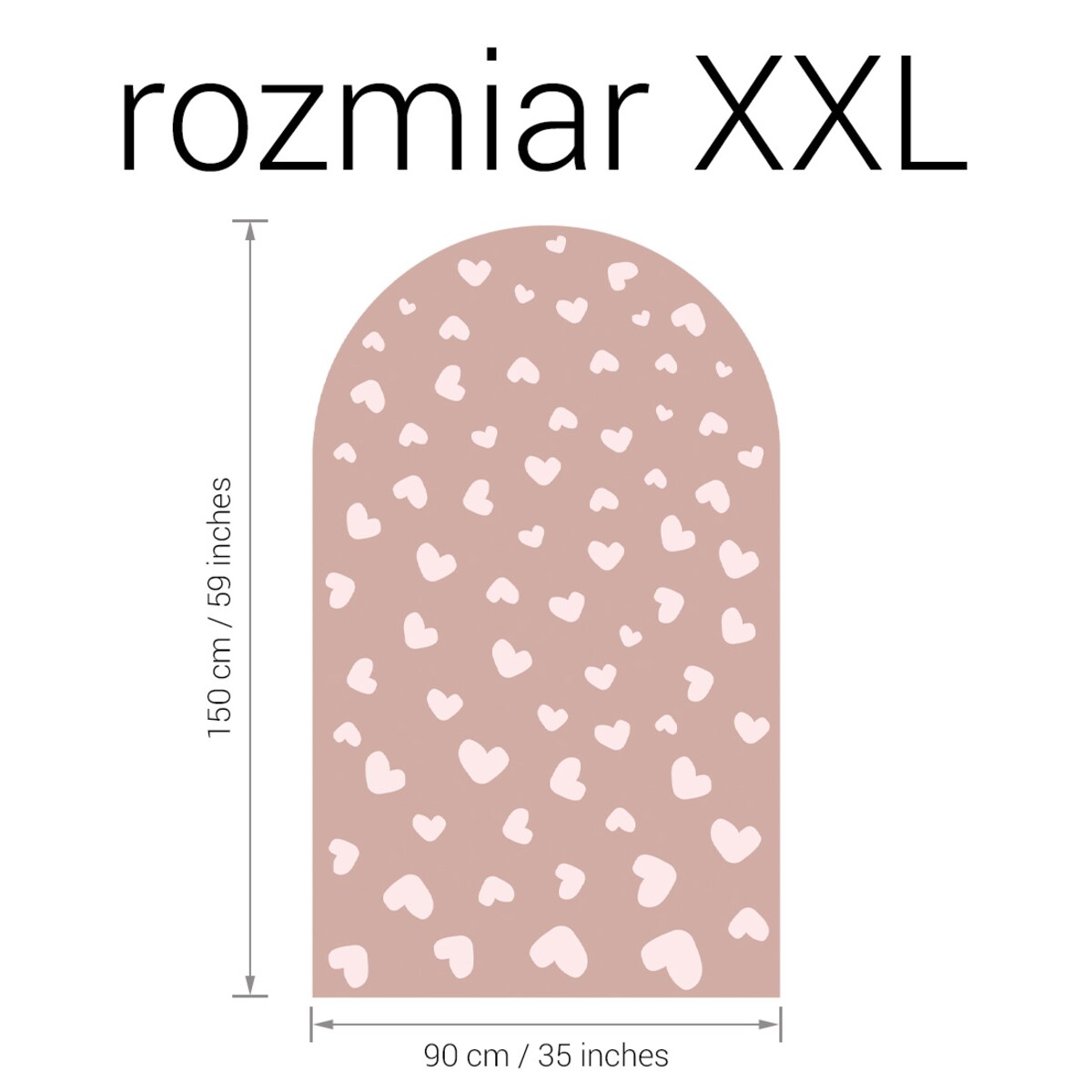 Naklejka na ścianę łuk różowy vintage - serca XXL