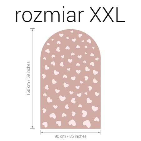 Naklejka na ścianę łuk różowy vintage - serca XXL