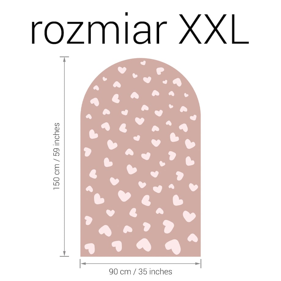 Naklejka na ścianę łuk różowy vintage - serca XXL