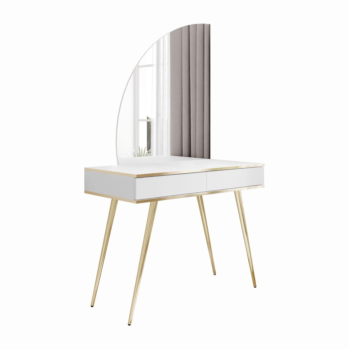 Toaletka OXFORD z lustrem i oświetleniem LED, lewa, biała