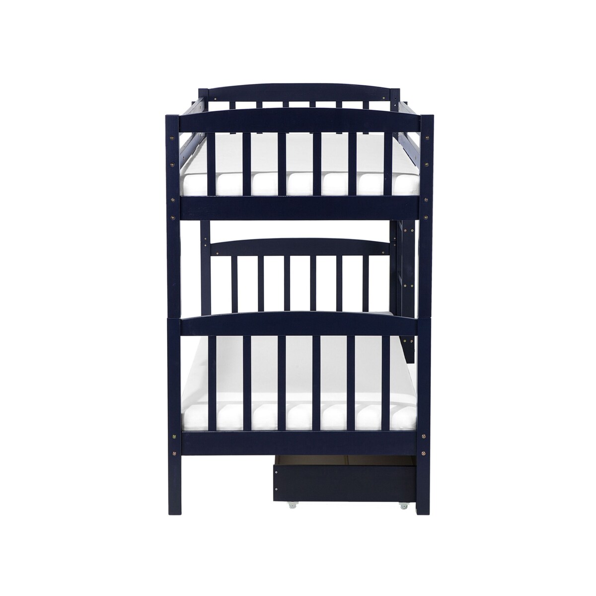 Łóżko piętrowe z szufladami drewniane 90 x 200 cm niebieskie REVIN