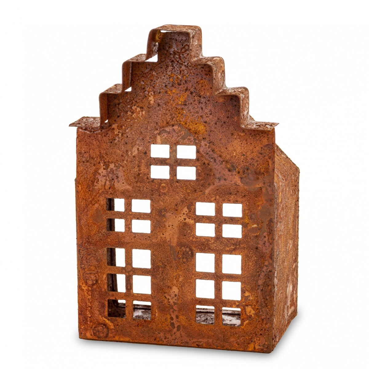 Dekoracja - domek metalowy rdzawy 15x10x7,5 cm RUGGINE small