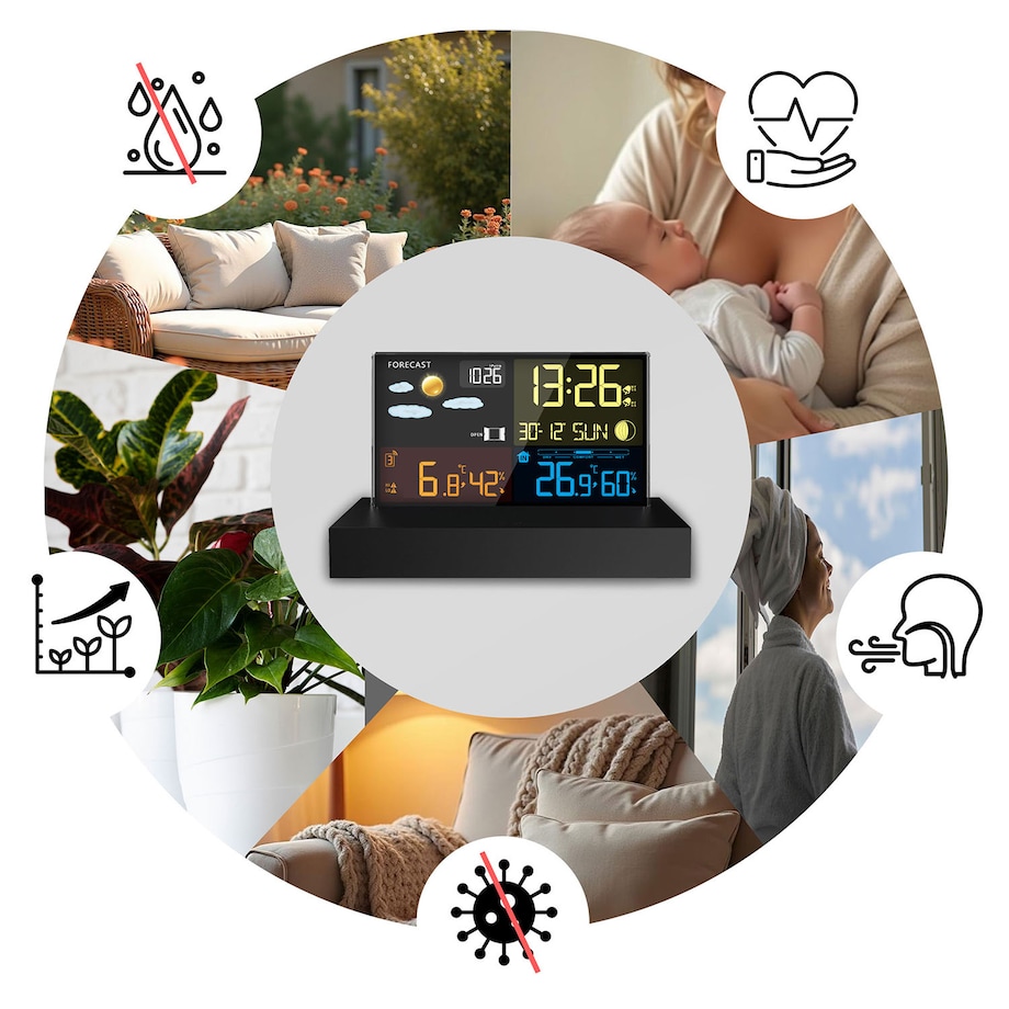 Stacja pogody Berdsen BD-912 bezprzewodowa cyfrowa higrometr DCF barometr