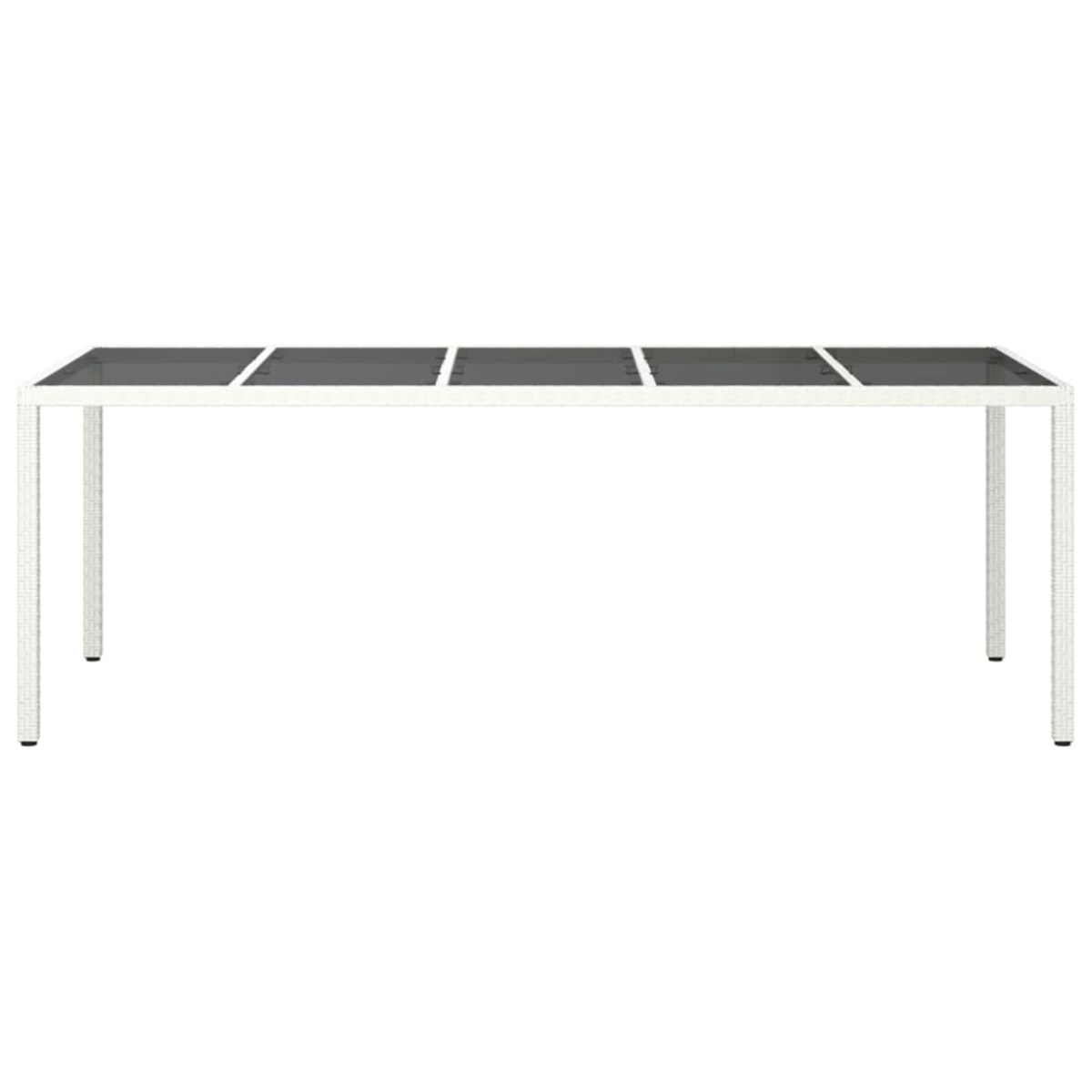 vidaXL Stół ogrodowy, biały, 250x100x75cm, rattan PE i szkło hartowane