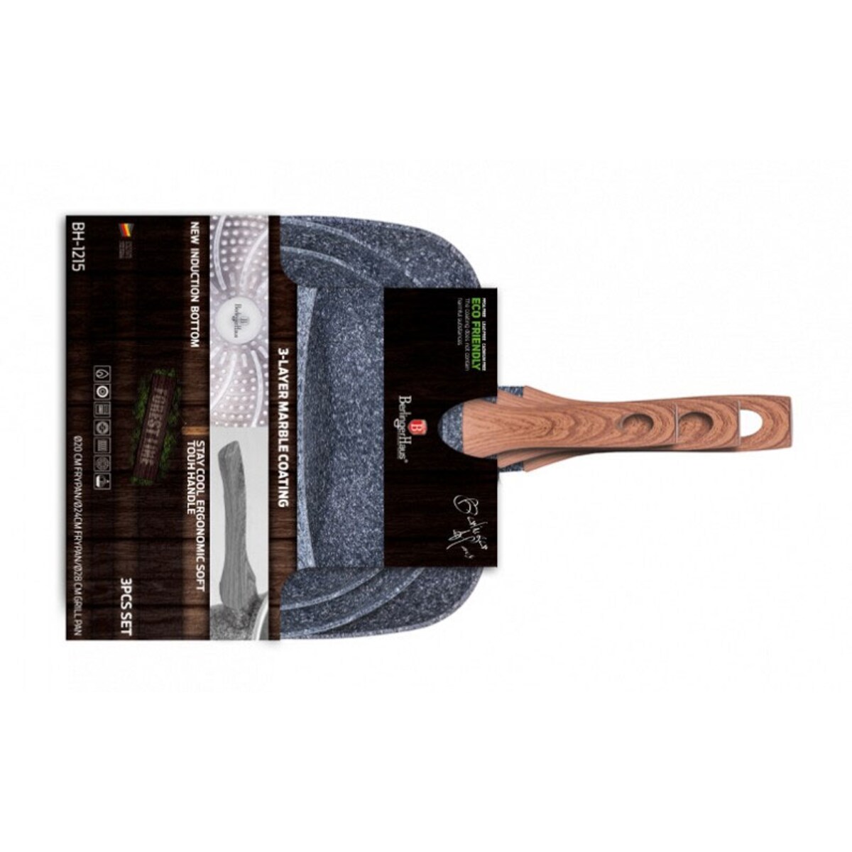 Zestaw patelni 3 ele. 20/24/28 cm BERLINGER HAUS Forest Line