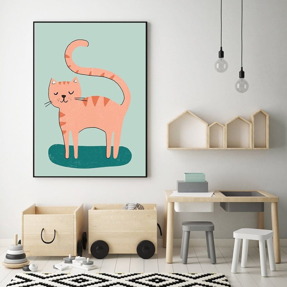 Poster Story, Plakat, Obraz - Różowy Kot, wymiary 21 x 30 cm