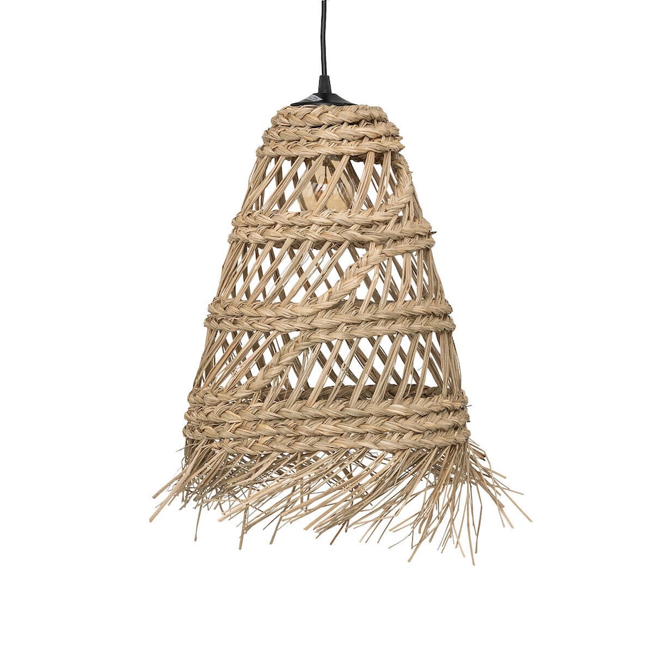 Lampa boho wisząca z plecionki ze słomy LAHYS, Ø 28 cm