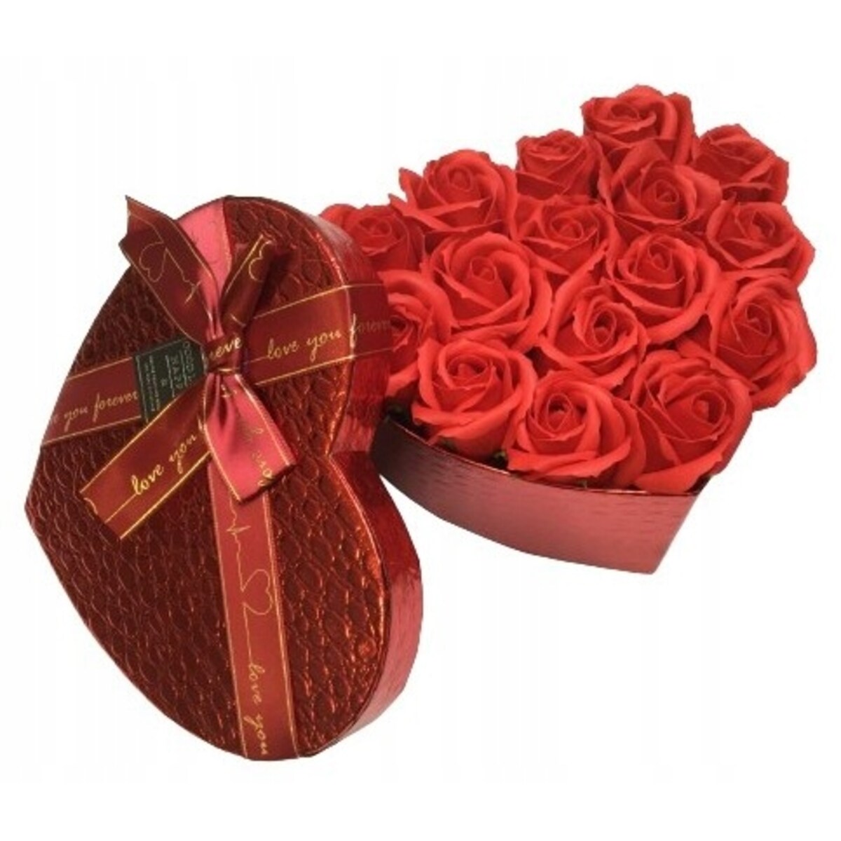FLOWER BOX serce czerwona róża MYDLANE KWIATY PACHNĄCE prezent mamy dzień