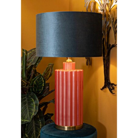 Lampa stołowa Helene Tower, kolor czerwony i niebieski, szkło, żelazo i tkanina, 40 x 40 x 70 cm, 1 x E27, do salonu i sypialni, Mauro Ferretti