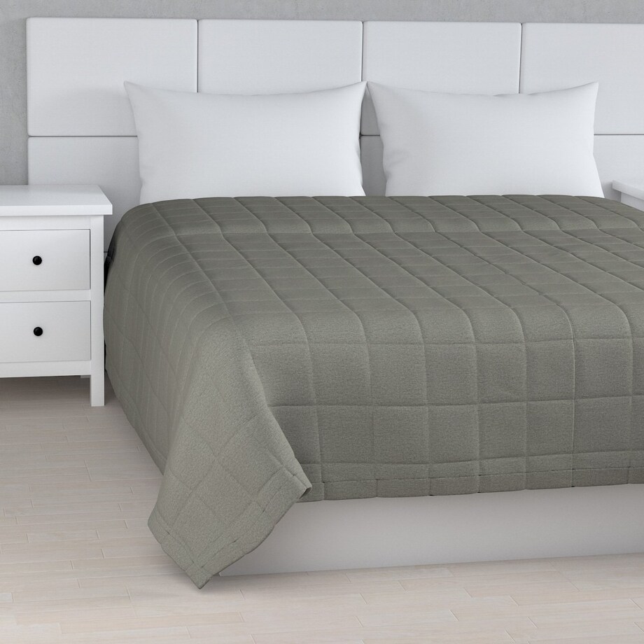 Narzuta pikowana w kratę 260x210 szary