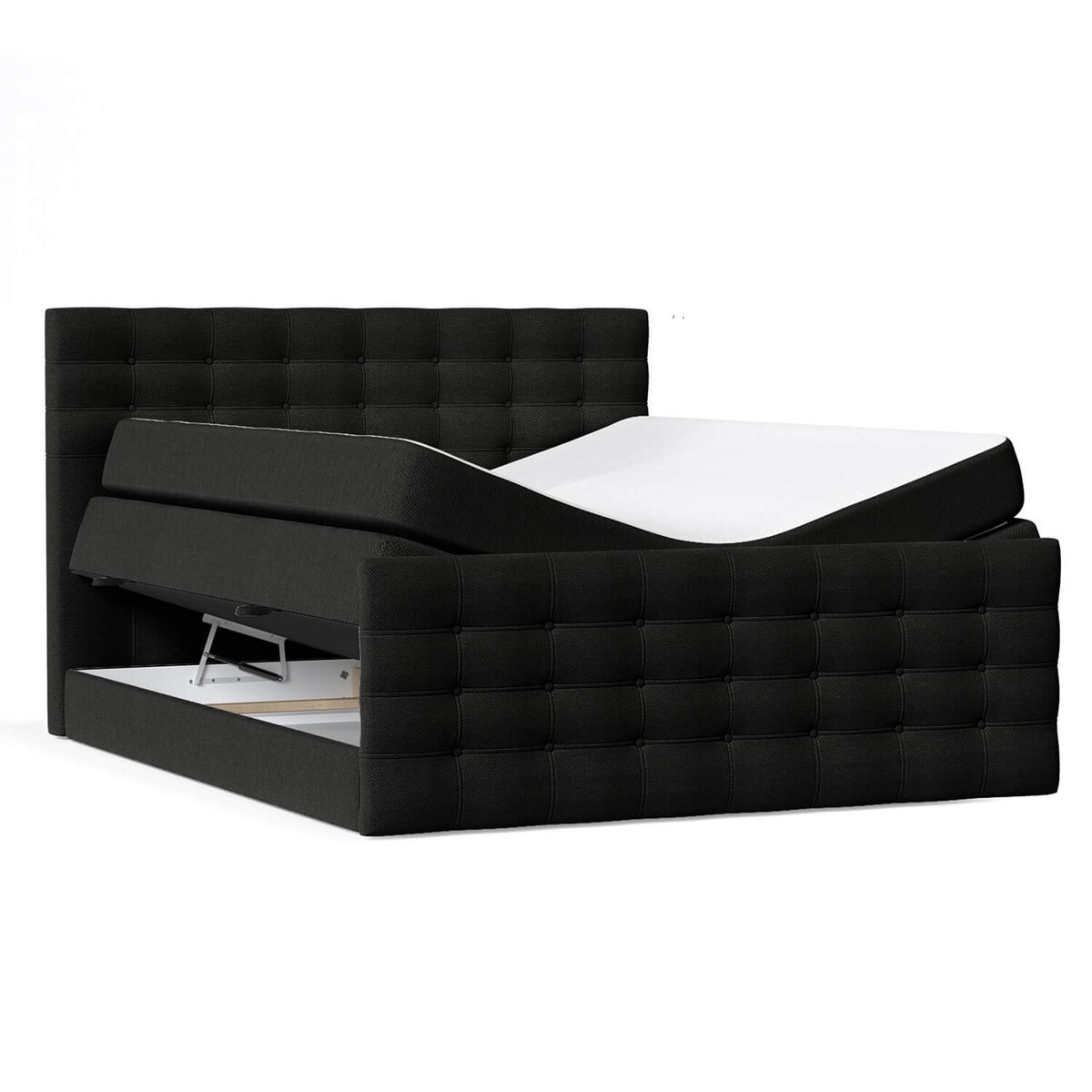 Łóżko kontynentalne STATE 180x200 z pojemnikiem, Czarny, tkanina Megan 368