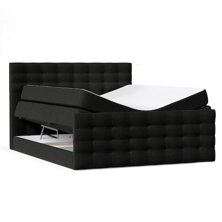 Łóżko kontynentalne STATE 180x200 z pojemnikiem, Czarny, tkanina Megan 368