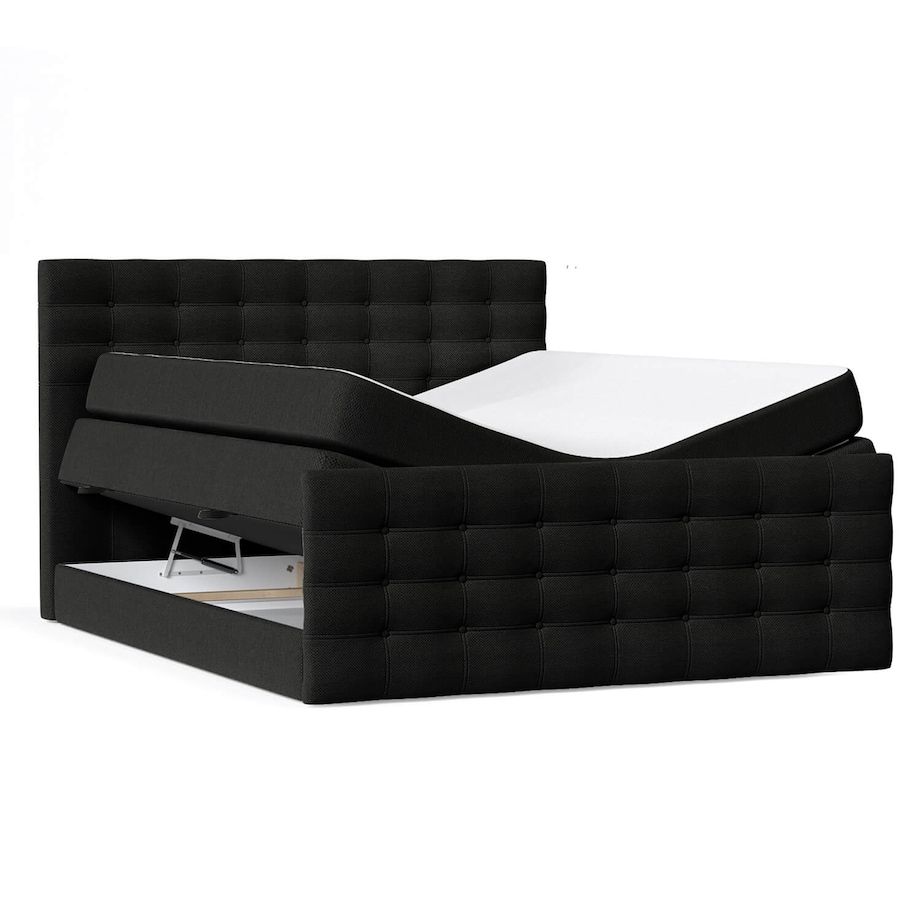 Łóżko kontynentalne STATE 180x200 z pojemnikiem, Czarny, tkanina Megan 368