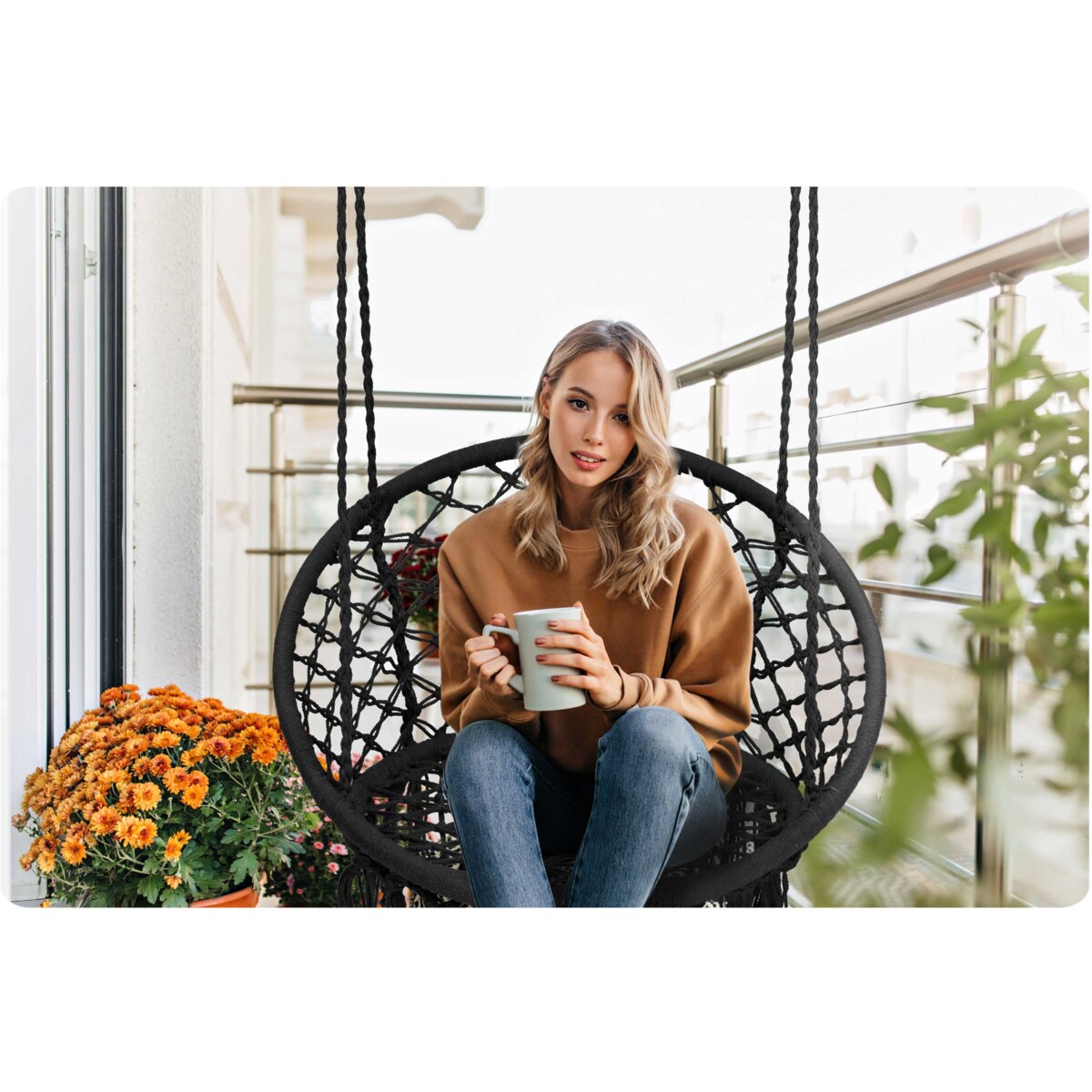 Huśtawka ogrodowa fotel bocianie gniazdo Sofotel Boho czarny