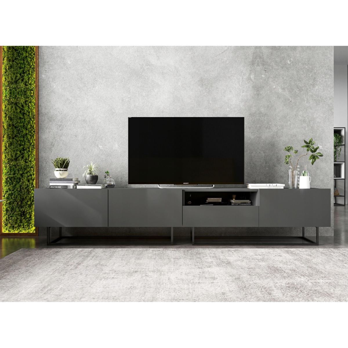 Szafka RTV Loft Grafit MAT Komoda RTV Loft Szuflada 240 cm