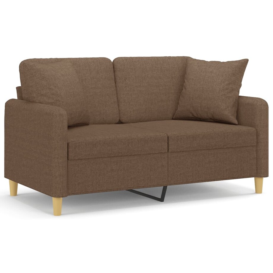 vidaXL 2-osobowa sofa z poduszkami, brązowa, 120 cm, tkanina