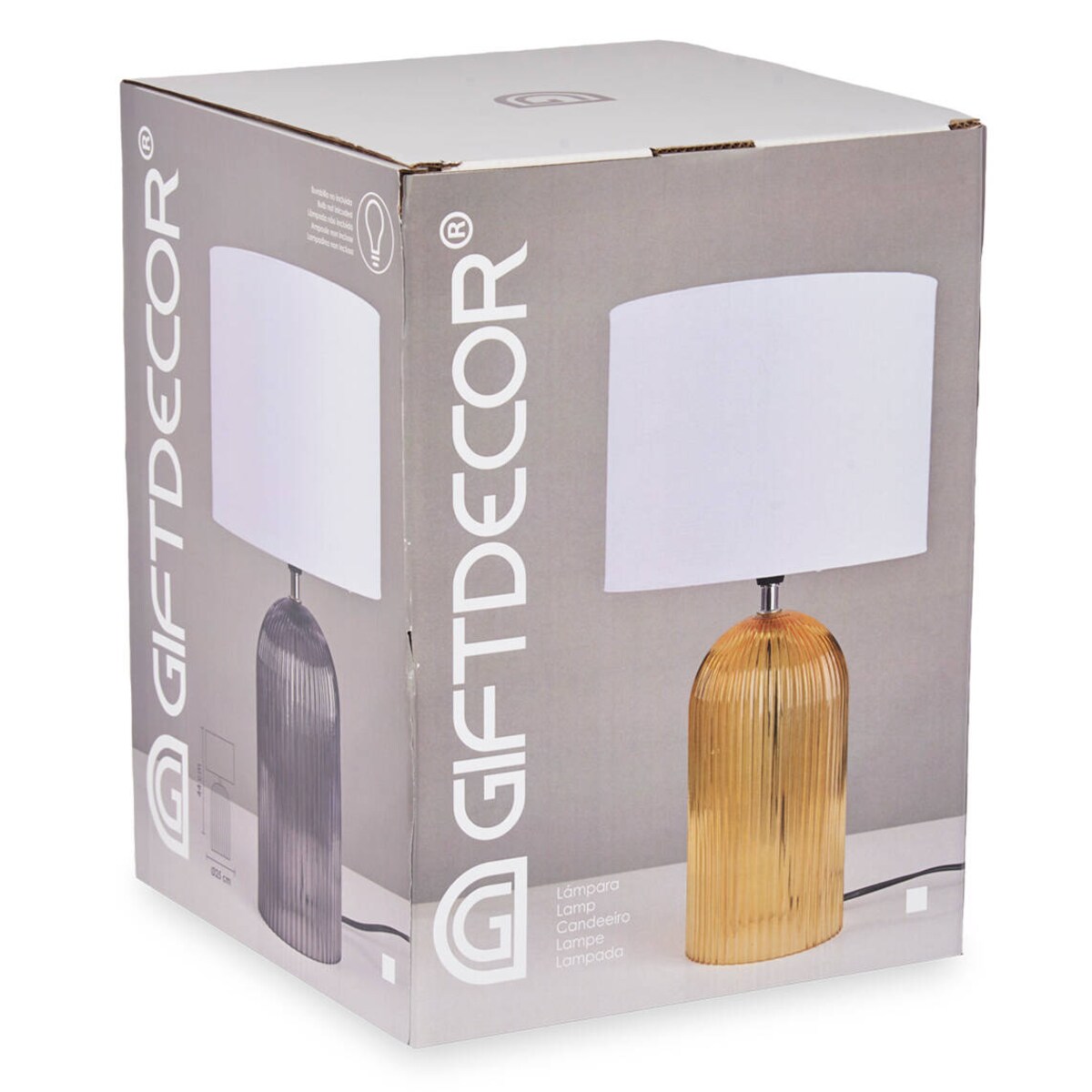 Lampa stołowa szklana podstawa z ryflowanego szkła LINES, Ø 25 cm