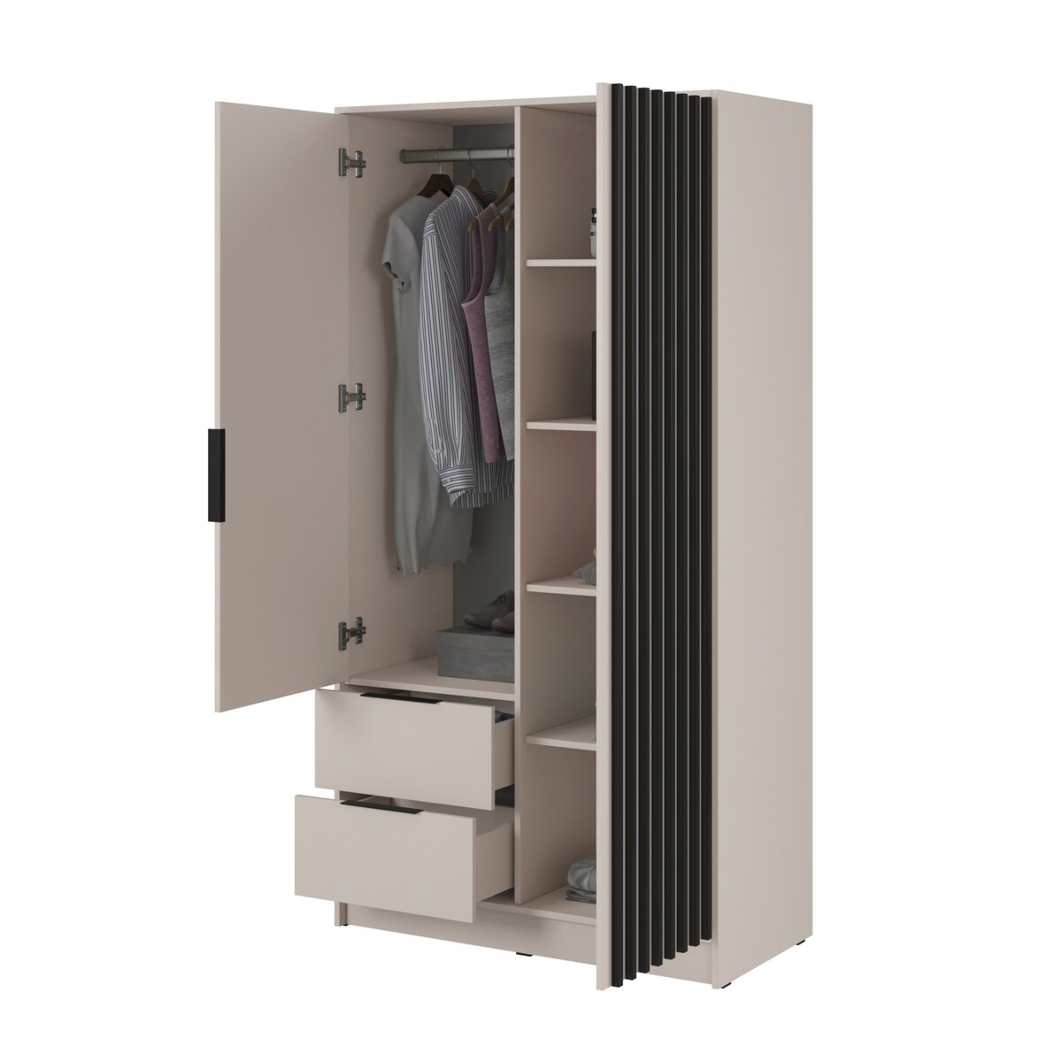 Szafa KELLY dwudrzwiowa z lamelami 105 cm - kaszmir