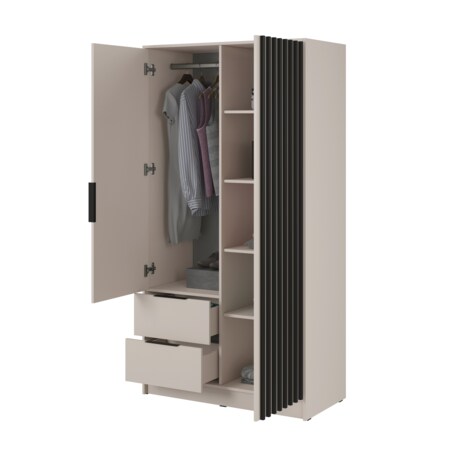 Szafa KELLY dwudrzwiowa z lamelami 105 cm - kaszmir