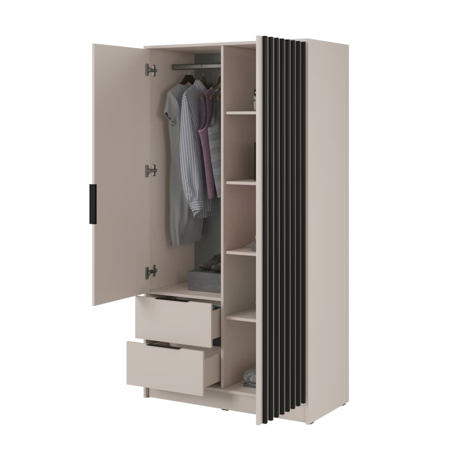 Szafa KELLY dwudrzwiowa z lamelami 105 cm - kaszmir