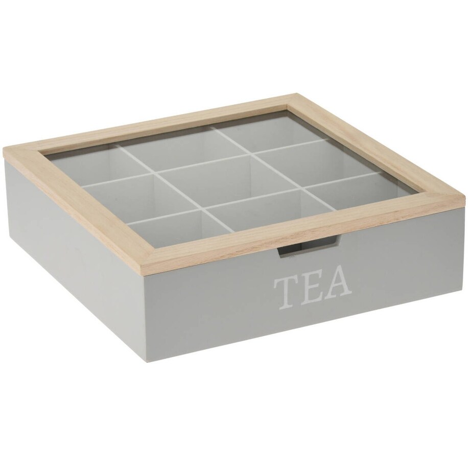 Pudełko na herbatę z napisem TEA, MDF, 24 x 24 x 7 cm