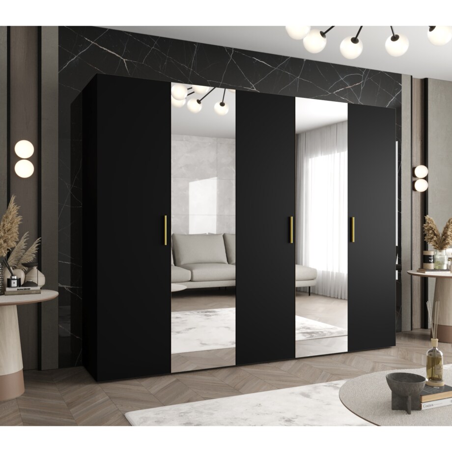 Szafa uchylna otwierana BARI 2 250 wys. 202 cm Czarny + u. Złoty