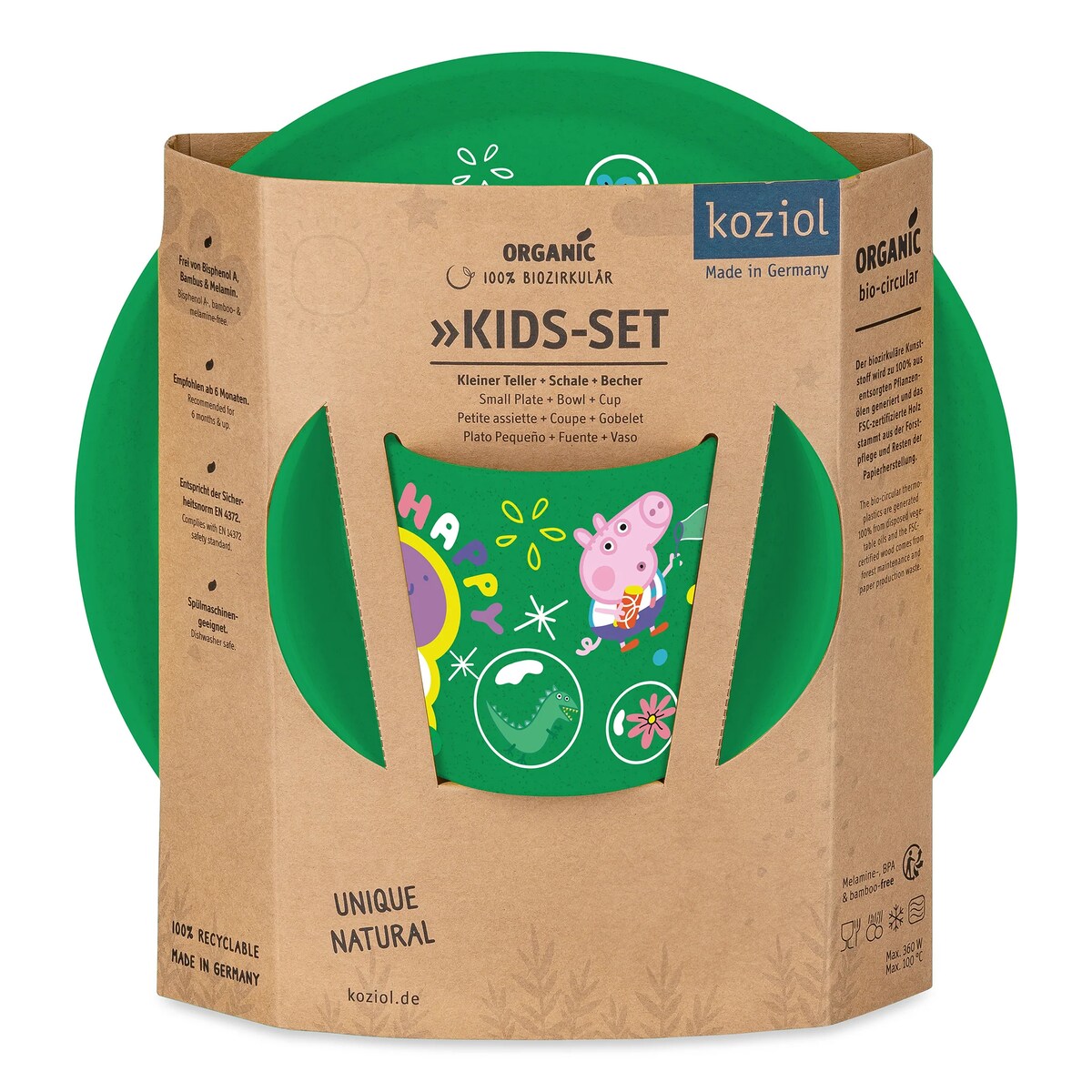 Zestaw naczyń dla dzieci Connect Świnka Peppa Pop, 3-częściowy, KOZIOL