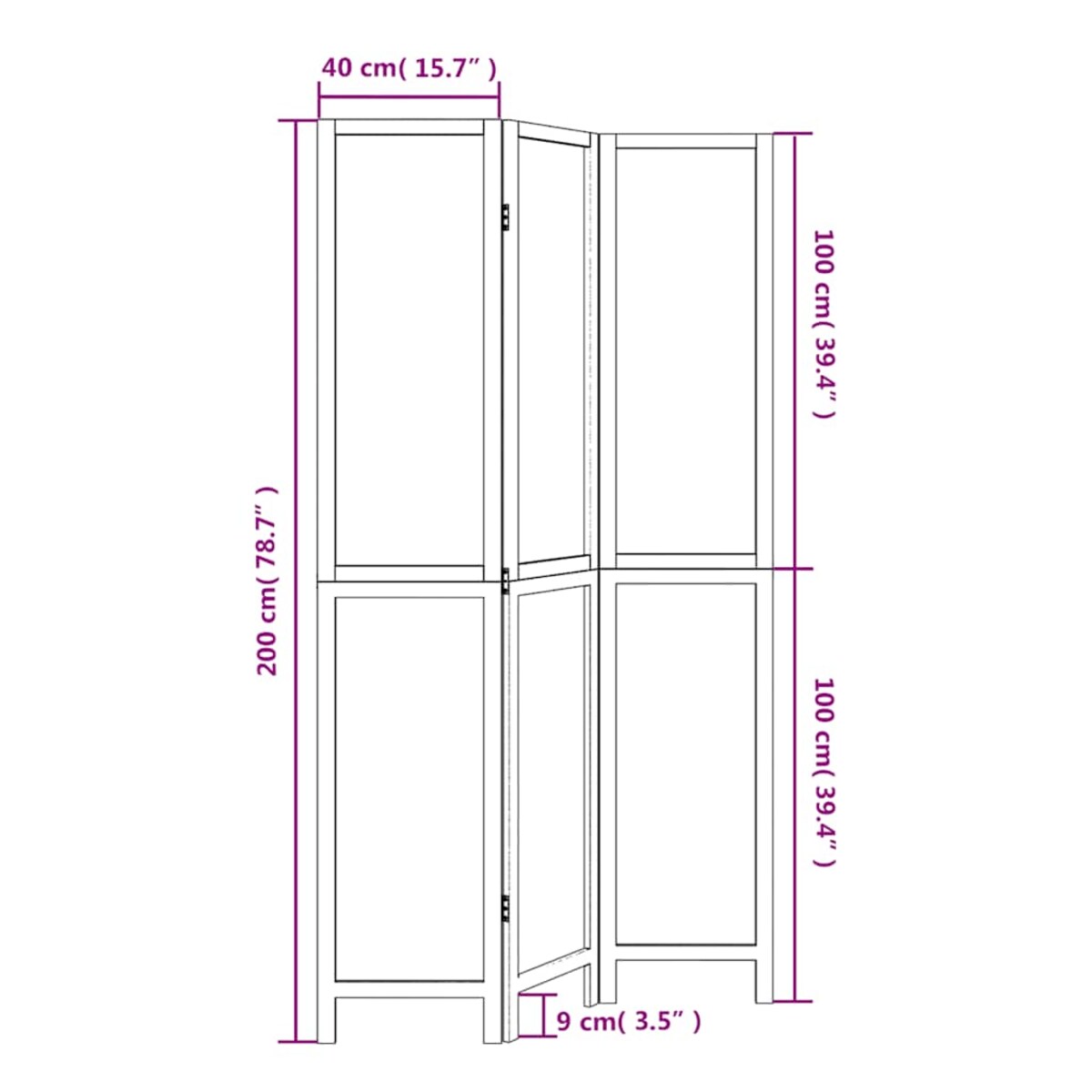 vidaXL Parawan pokojowy, 3-panelowy, biały, lite drewno paulowni