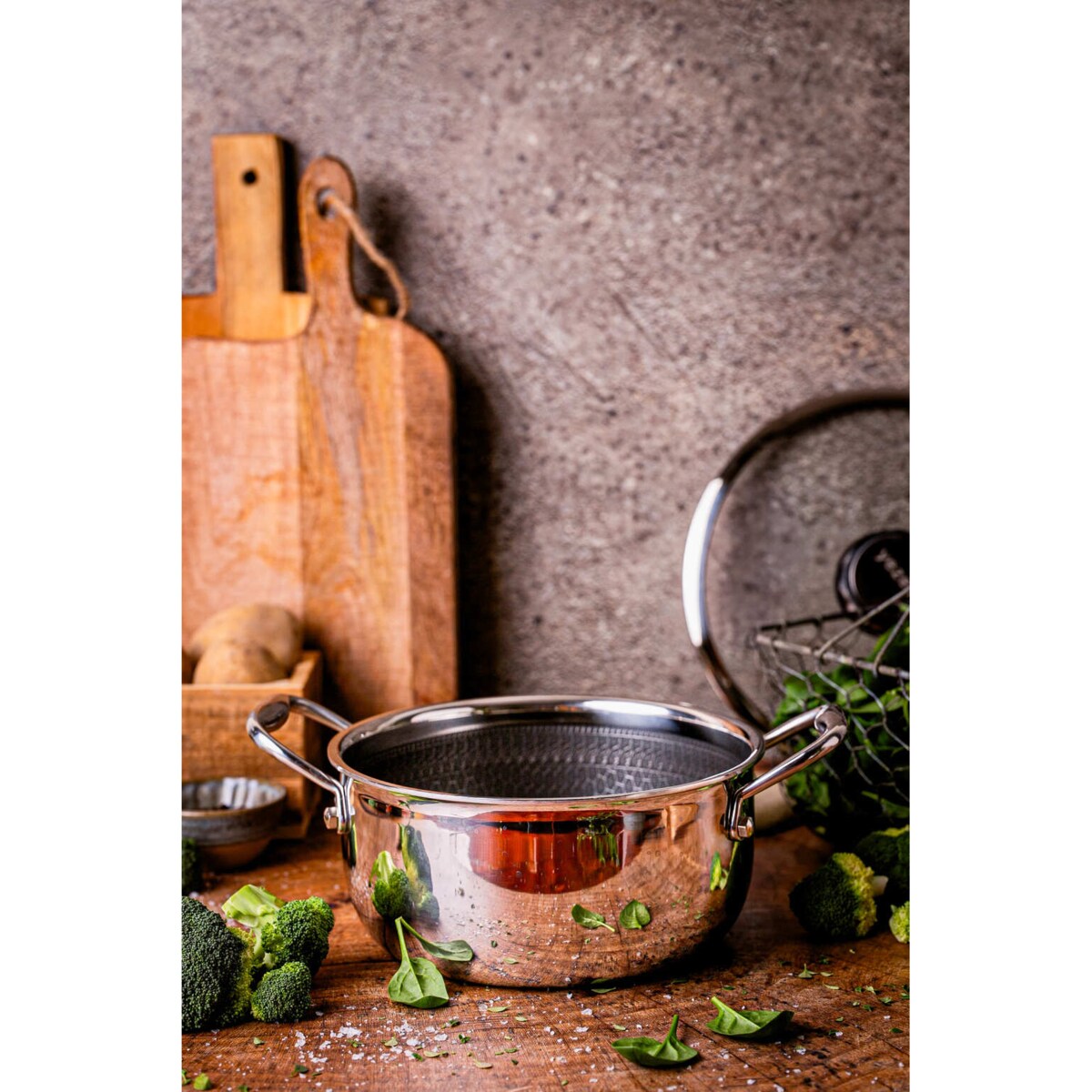 Profesjonalny garnek Mitsu 2,8 L 20 cm z pokrywką Plaster miodu Na indukcje Na gaz Nierdzewny