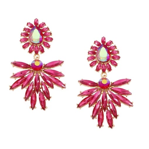 Kolczyki różowe kolorowe opalowe wieczorowe