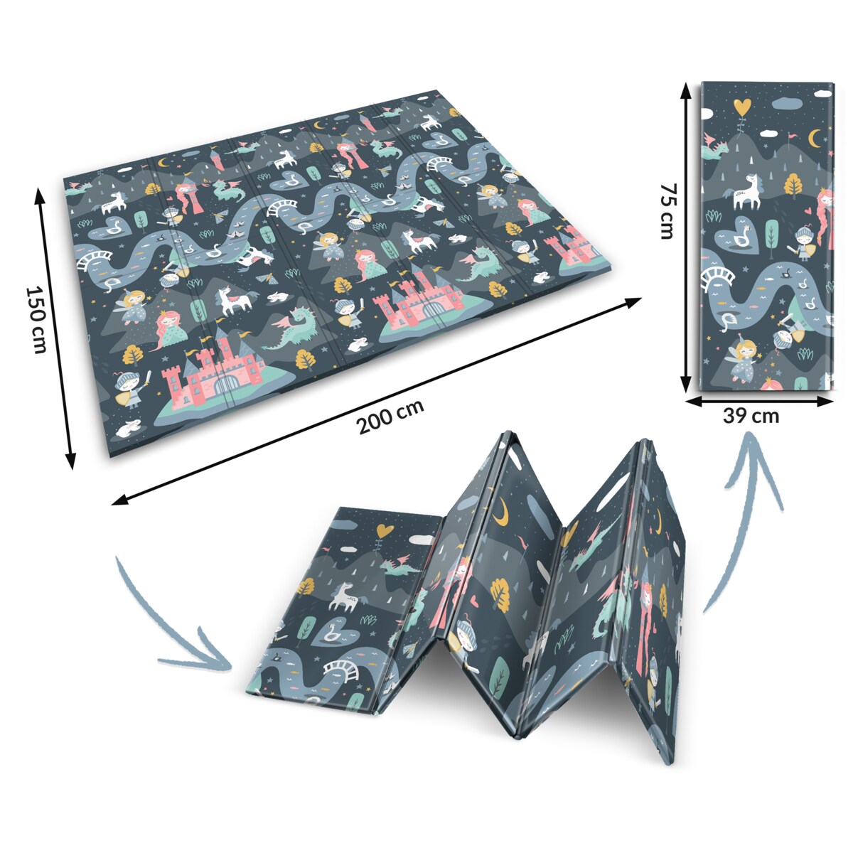 Mata piankowa edukacyjna składana dla dzieci 150x200 pianka xpe Nukido