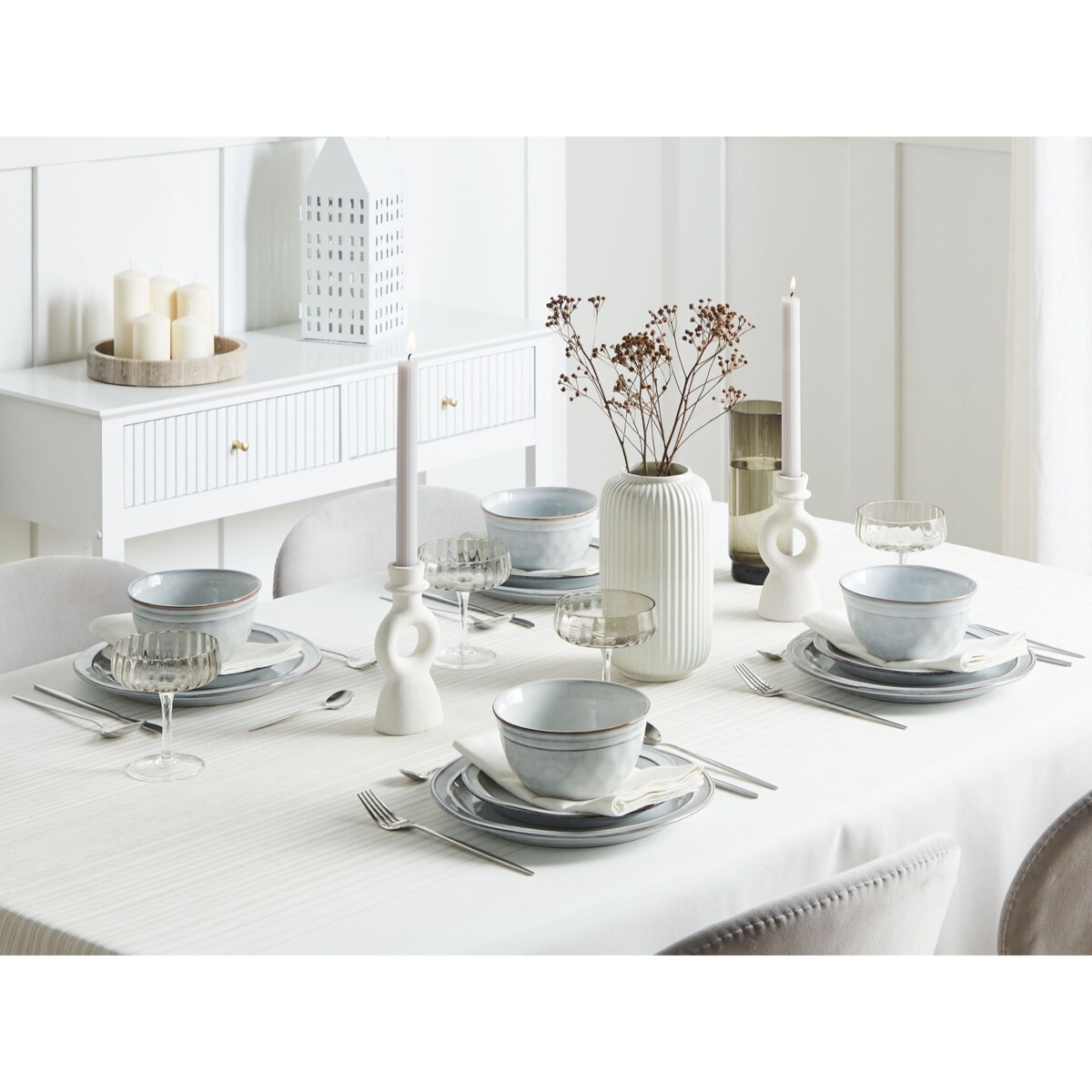 Zastawa stołowa 12-częściowa CHIVES Kamionka Jasnoszary