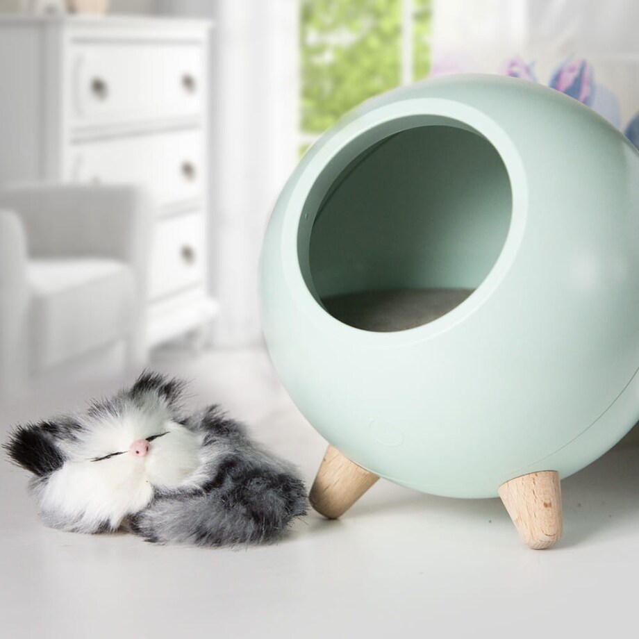 Lampka nocna z kotkiem seledynowa