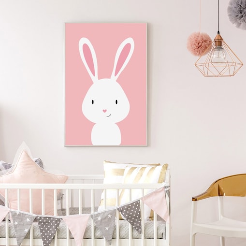 Plakat dla dzieci Królik różowy 20x30