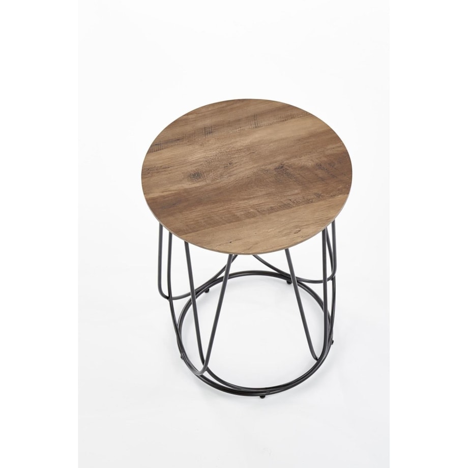 STOLIK KAWOWY Jenna S 40x51cm ORZECHOWY BLAT czarna podstawa