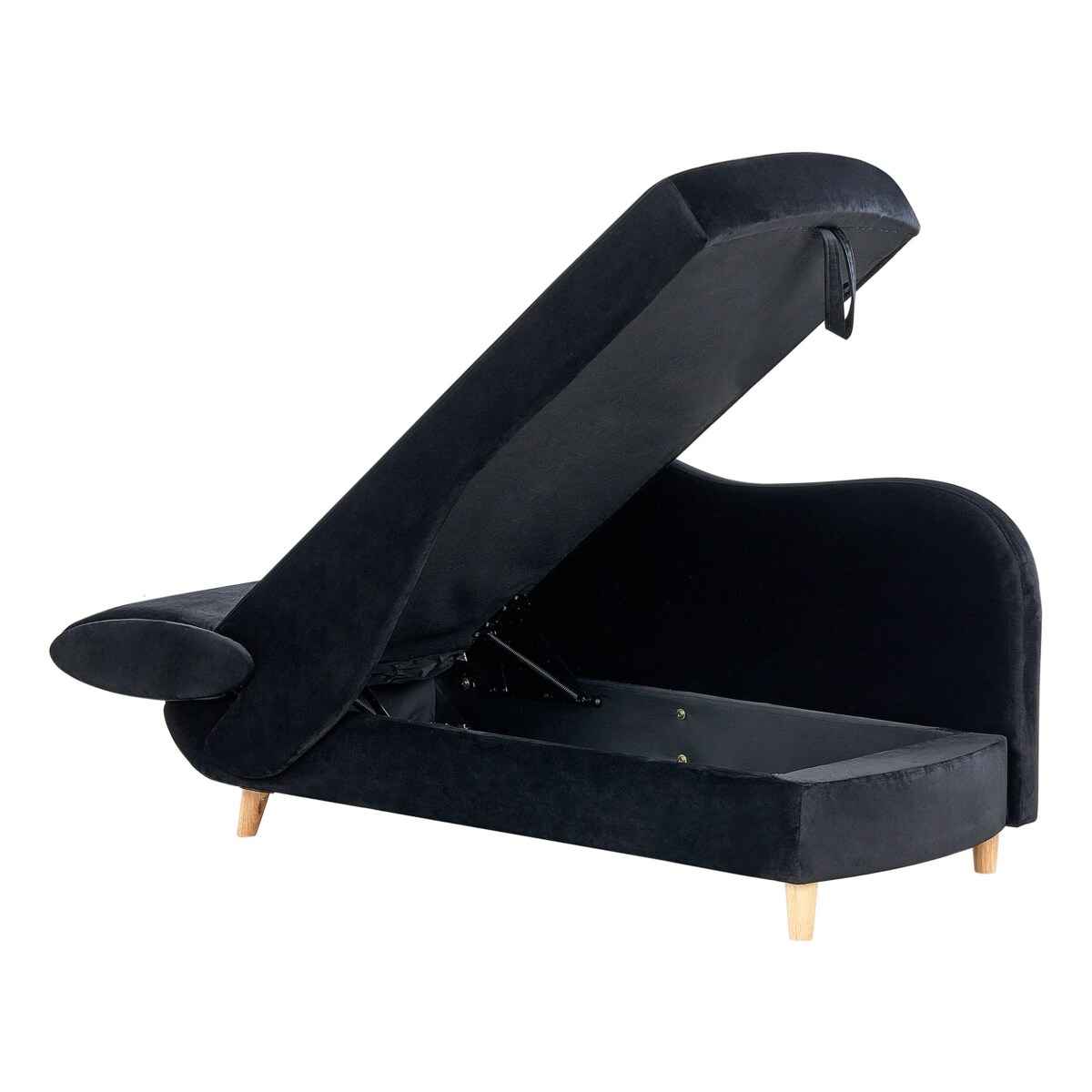 Szezlong welurowy z pojemnikiem lewostronny czarny MERI II