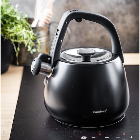 Czajnik stalowy na gaz 2.5L indukcja czarny matowy KLAUSBERG