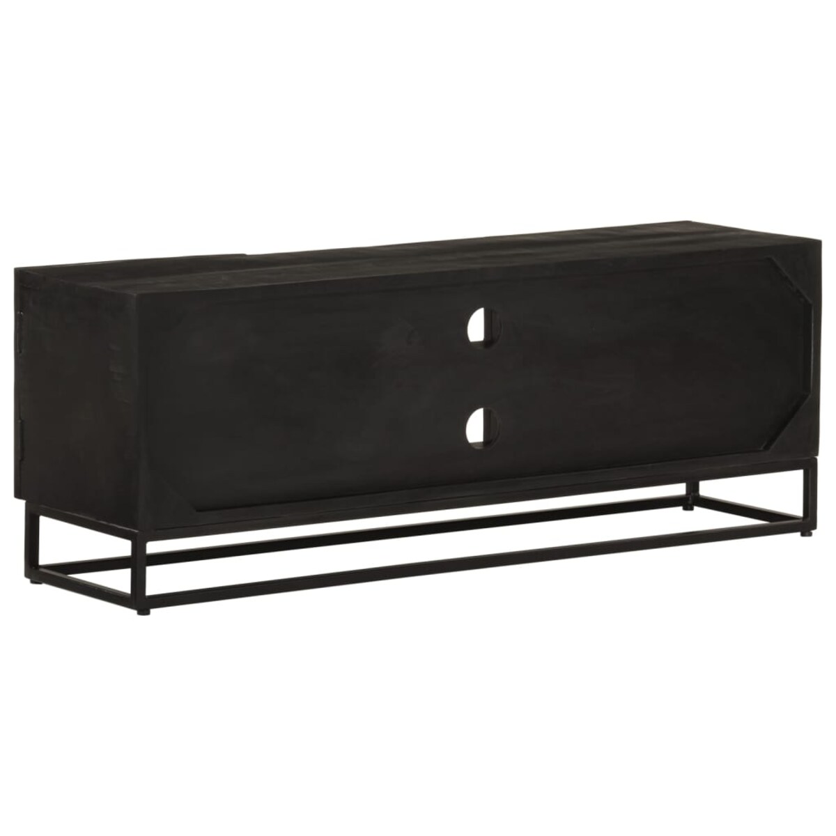 vidaXL Szafka pod TV, czarna, 110x30x40 cm, lite drewno mango i żelazo