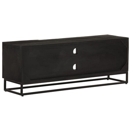 vidaXL Szafka pod TV, czarna, 110x30x40 cm, lite drewno mango i żelazo