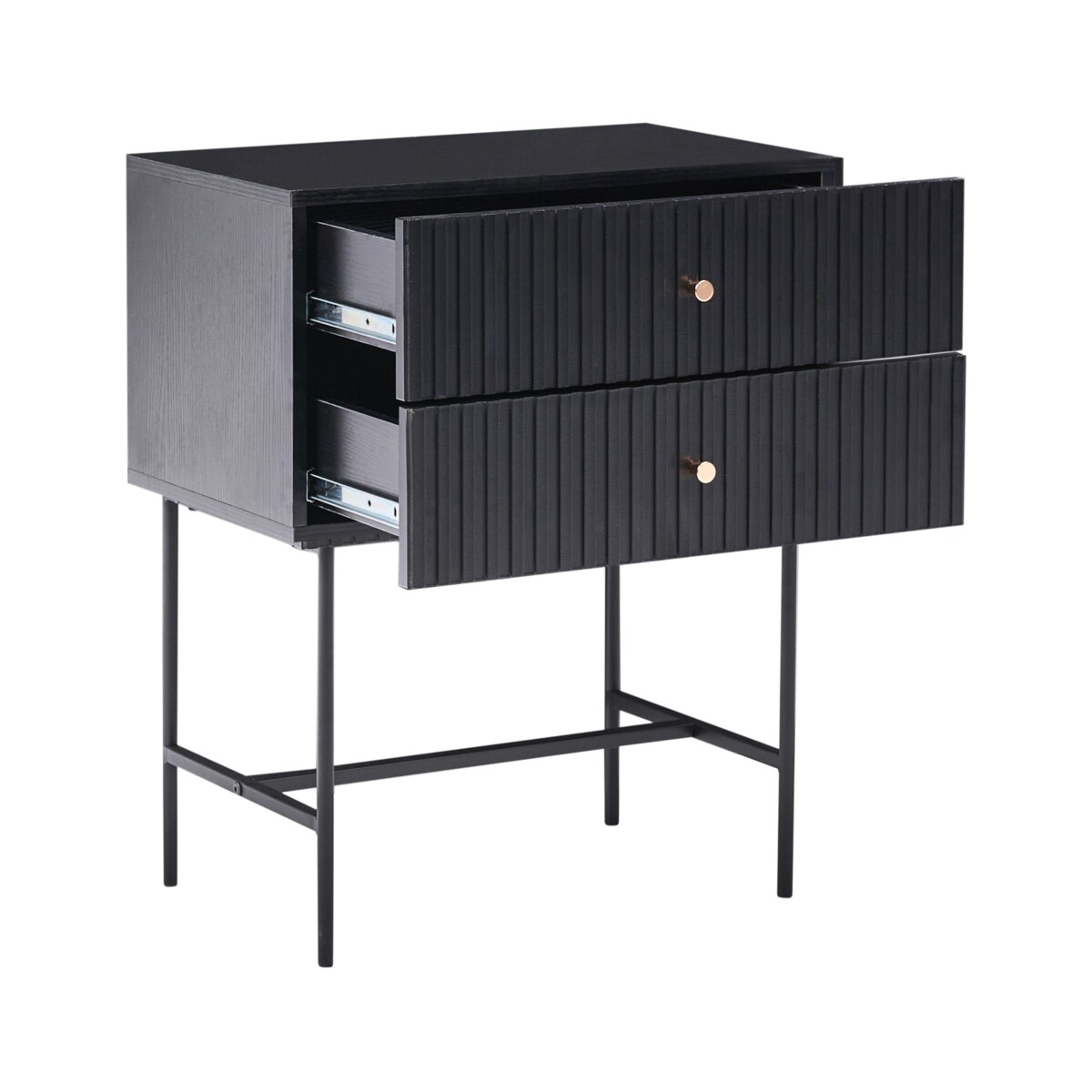 Szafka nocna 2 szuflady COVENTRY Czarny/ złoty