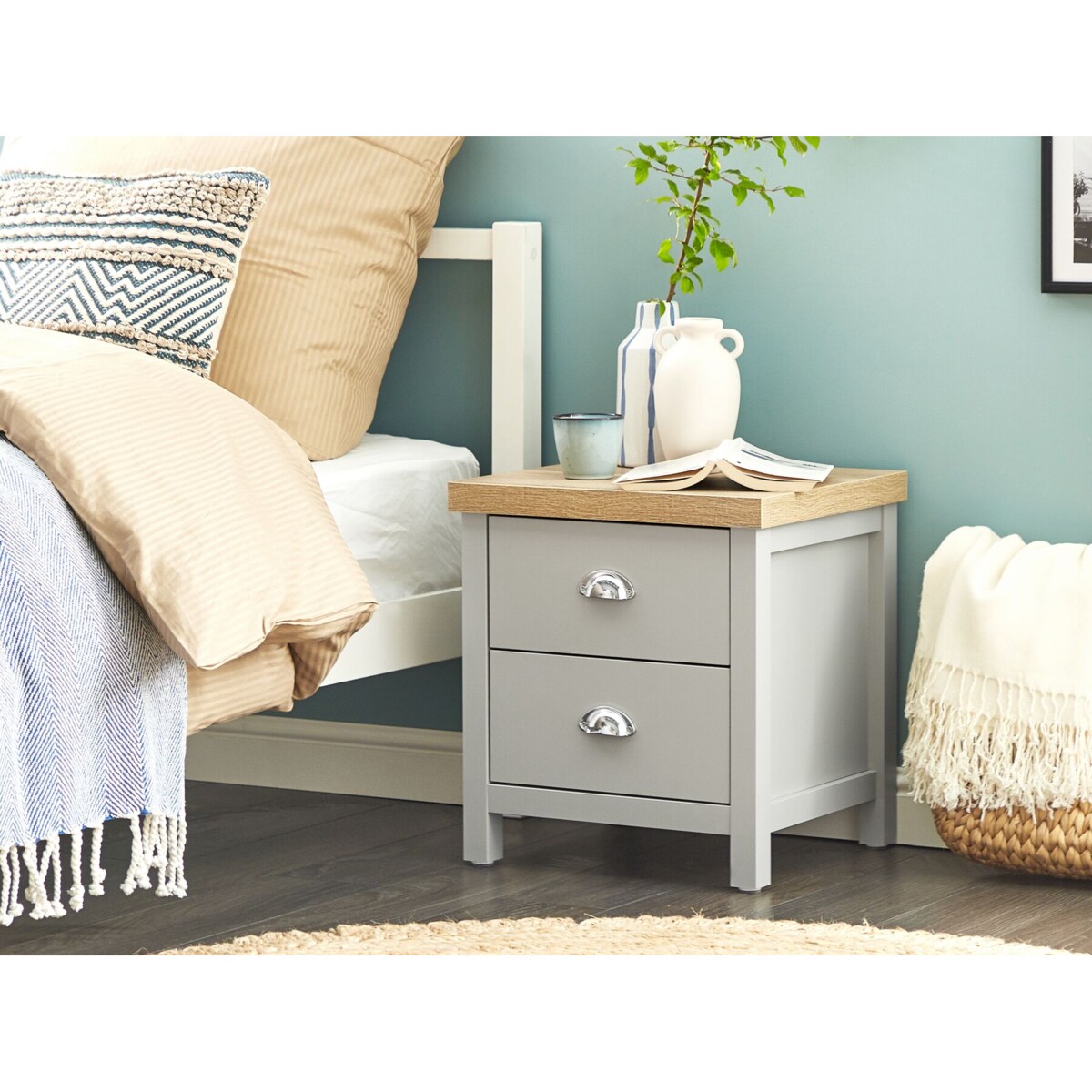 Szafka nocna 2 szuflady szara CLIO