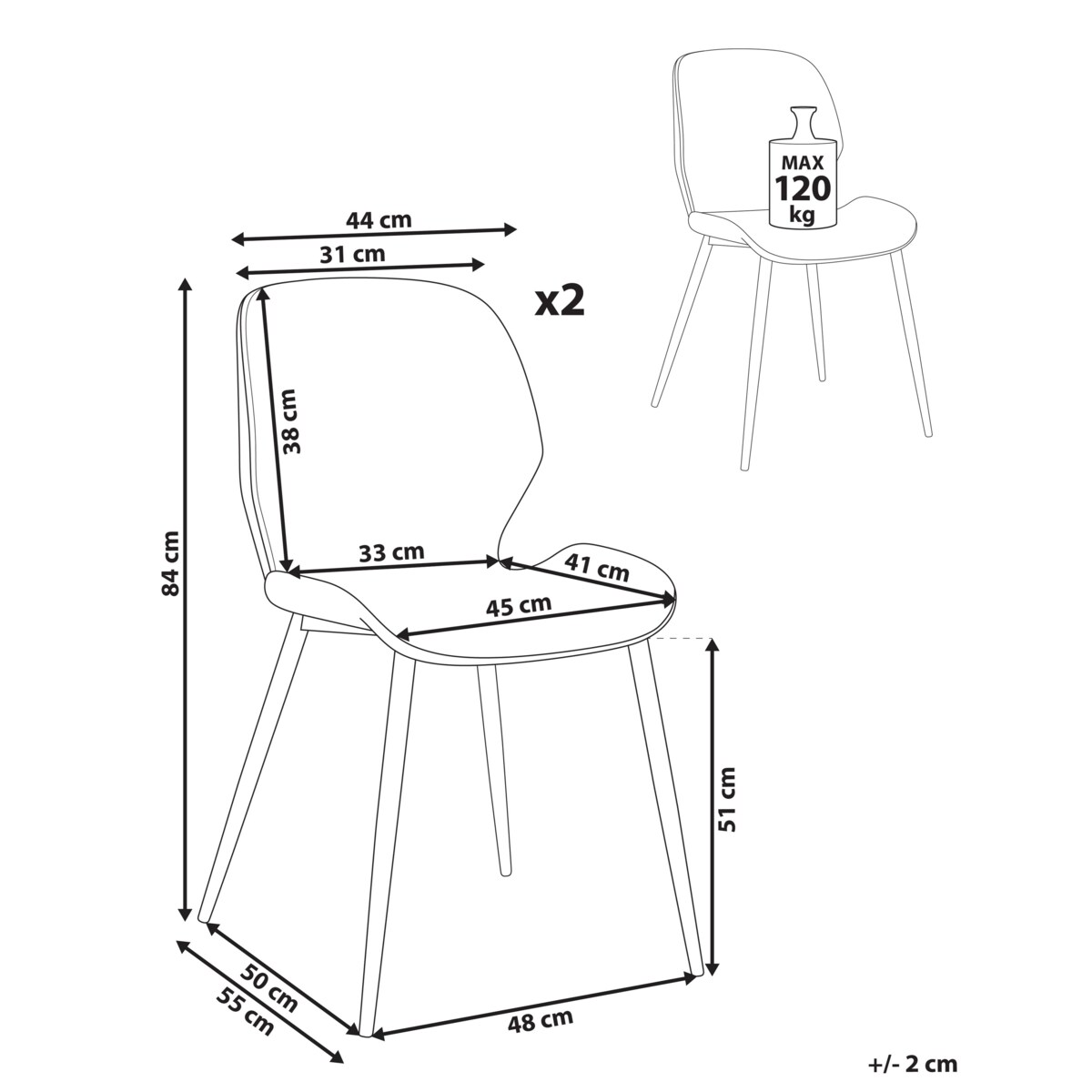 Zestaw 2 krzeseł konferencyjnych HOLLAND Jasnobeżowy