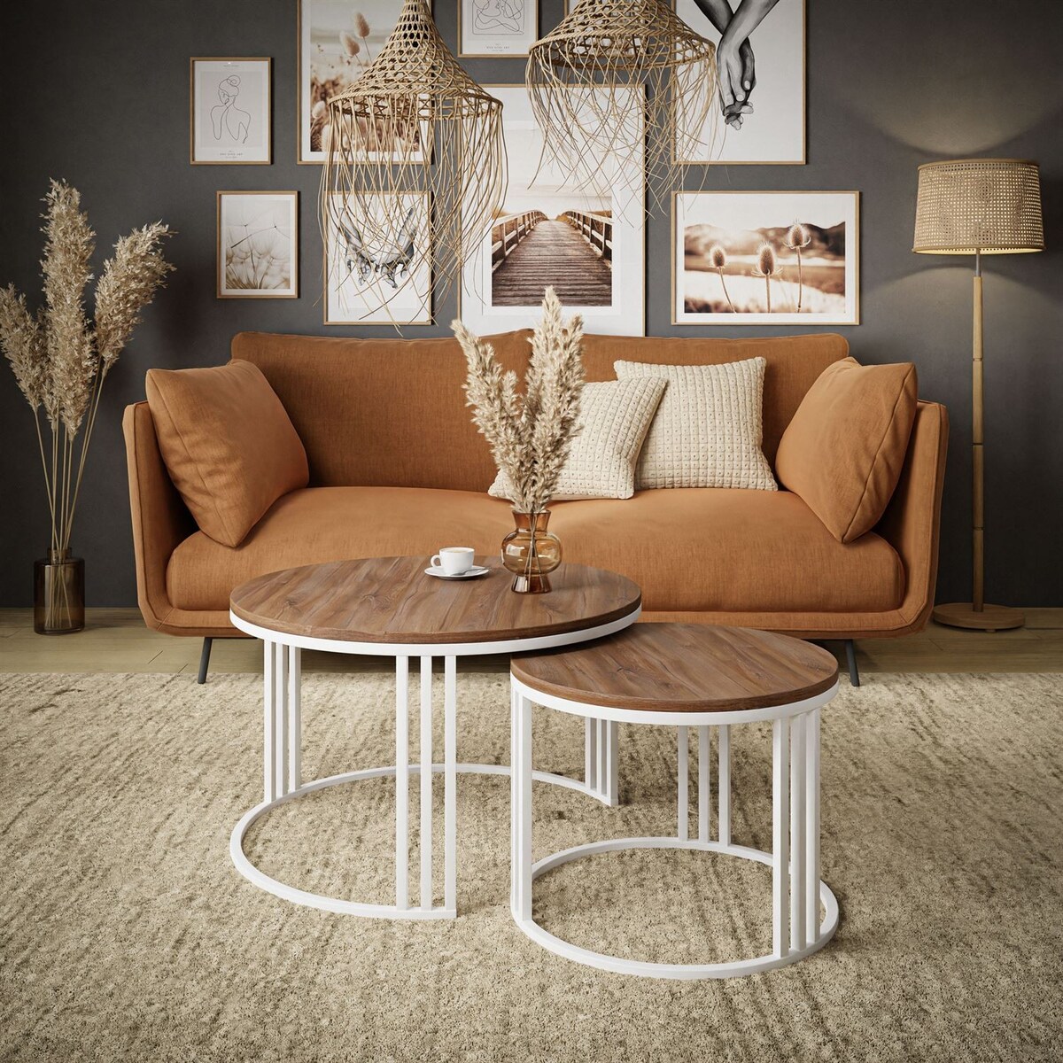 Stolik kawowy LORI 2w1 biały dąb stirling