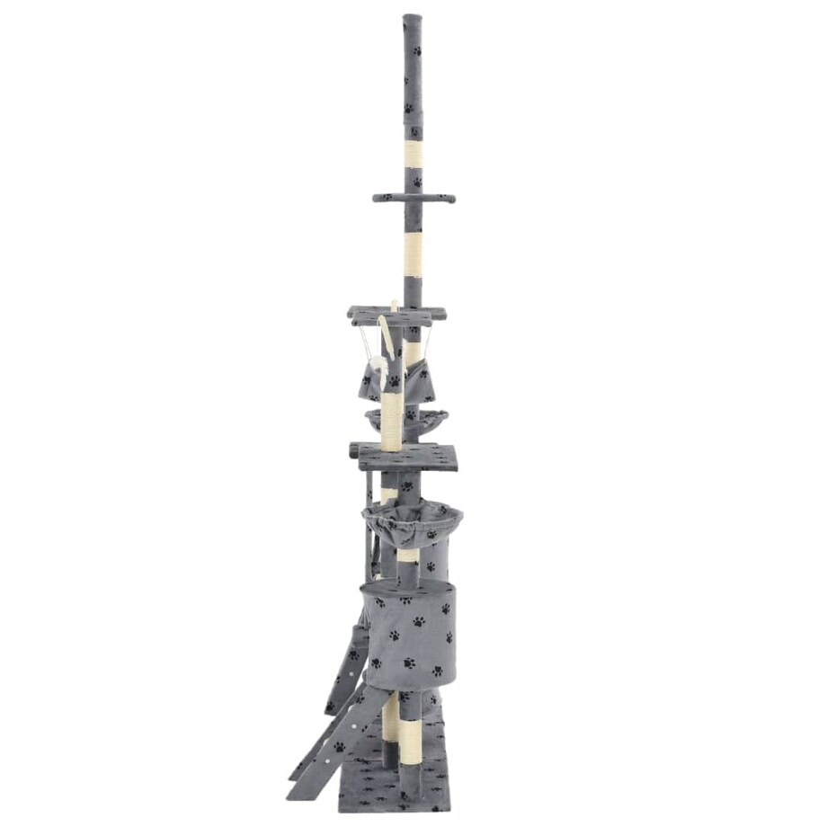 vidaXL Drapak dla kota, sizalowe słupki, 230-250 cm, szary w łapki